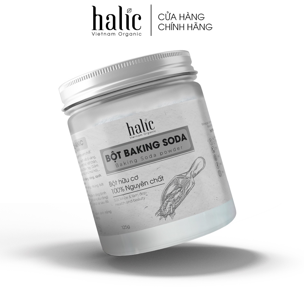 Baking Soda trắng răng Halic Organic 125G bột đánh răng trắng, loại bỏ vết ố vàng, khử mùi hôi miệng