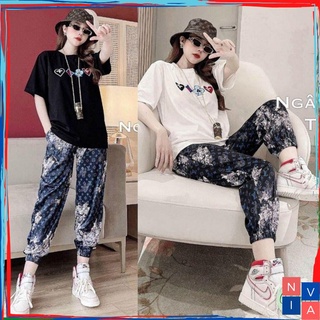 Set bộ nữ đi chơi NIVA Bộ quần áo mùa hè sang chảnh bigsize thun cotton thể thao cao cấp ngắn tay quần jogger dài G06