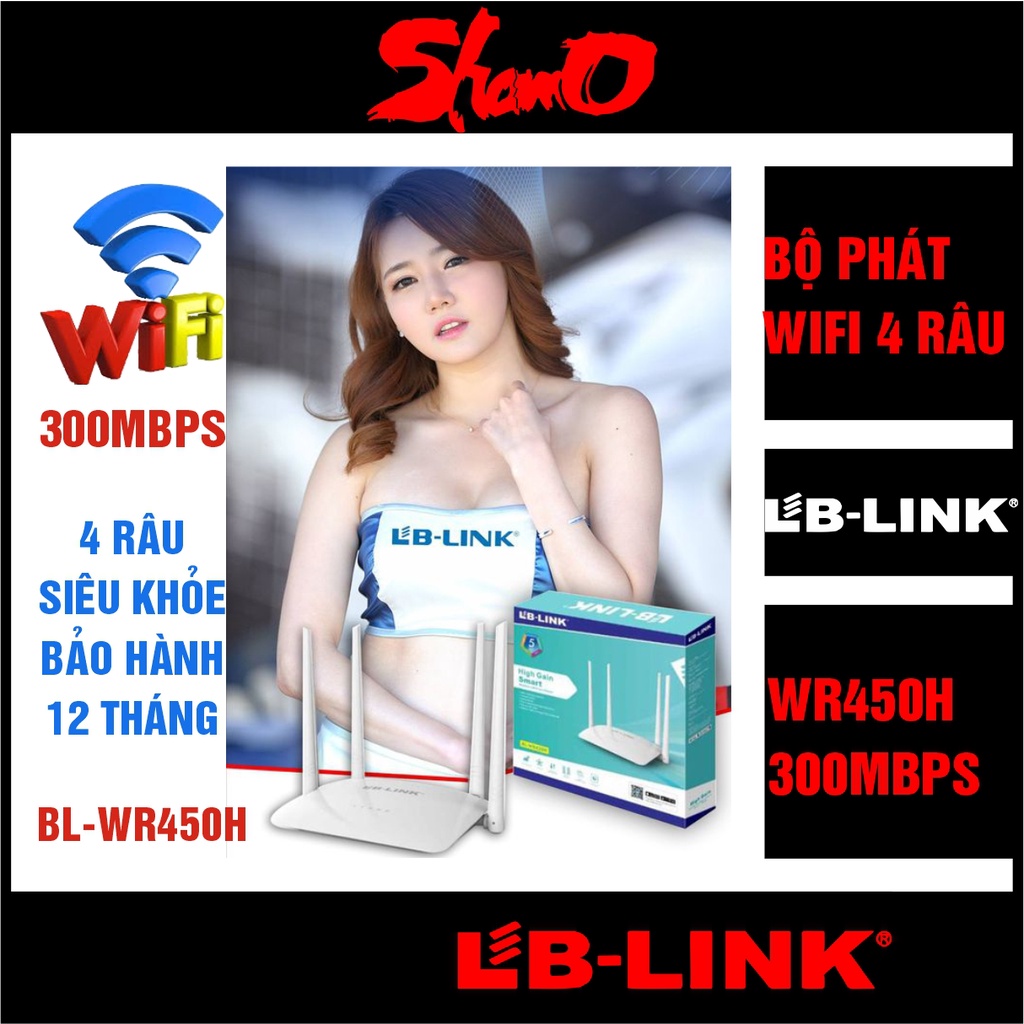 Cục phát Wifi LBLINK 4 râu – BL-WR450H – Chính hãng LB-Link – Bảo hành 24 tháng – Router Wifi – 4 Antenna 5bBi ngoài