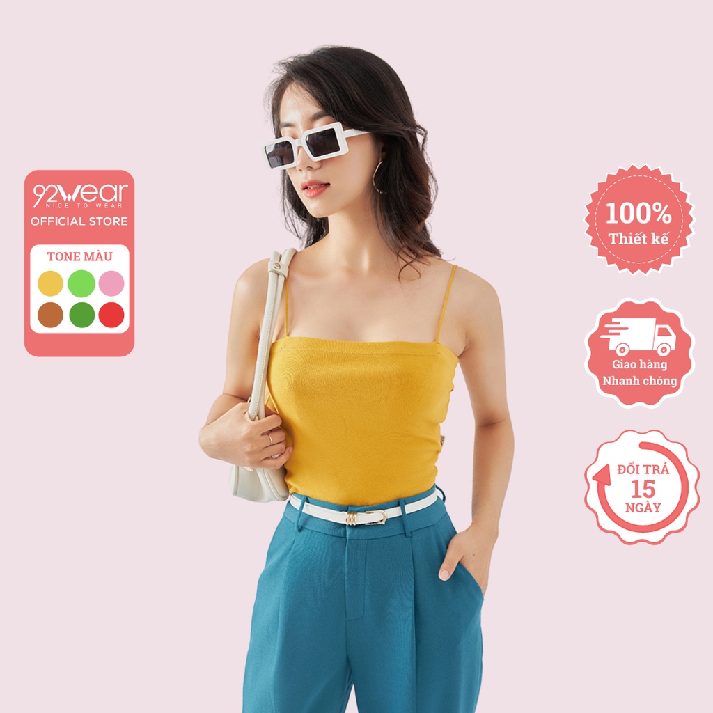 Áo thun 2 dây 92WEAR 4 MÀU, đủ size, dáng croptop ngắn ATW0828