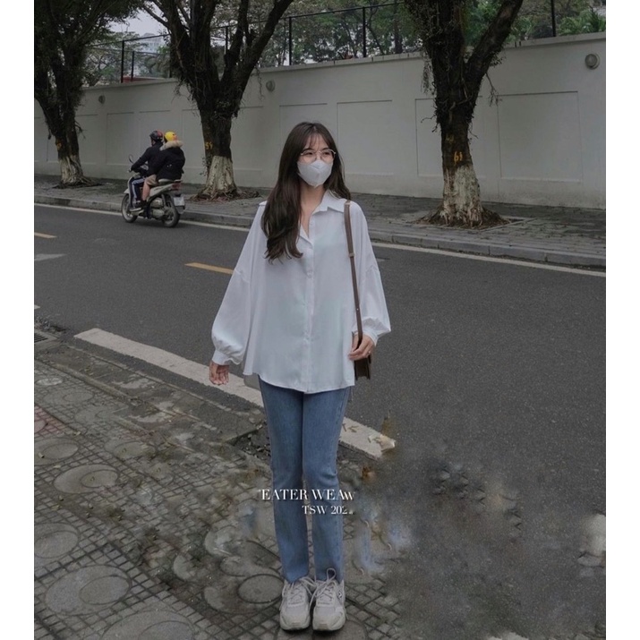 Sơ mi đũi Nhật tay phồng form rộng siêu xinh