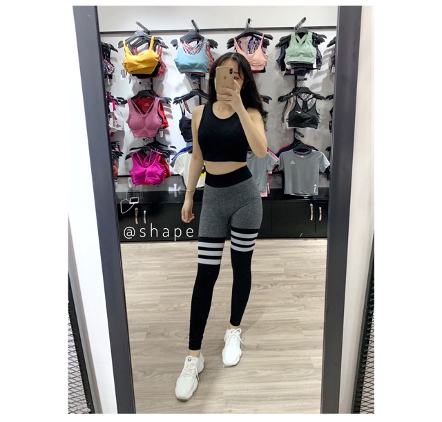 Quần legging tập gym nữ kẻ ngang đùi [QD175]