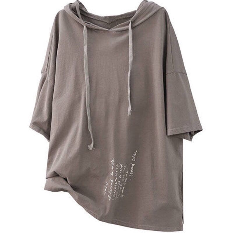Áo Hoodie Tay Ngắn Dáng Rộng In Hình Cá Tính Trẻ Trung Hợp Thời Trang
