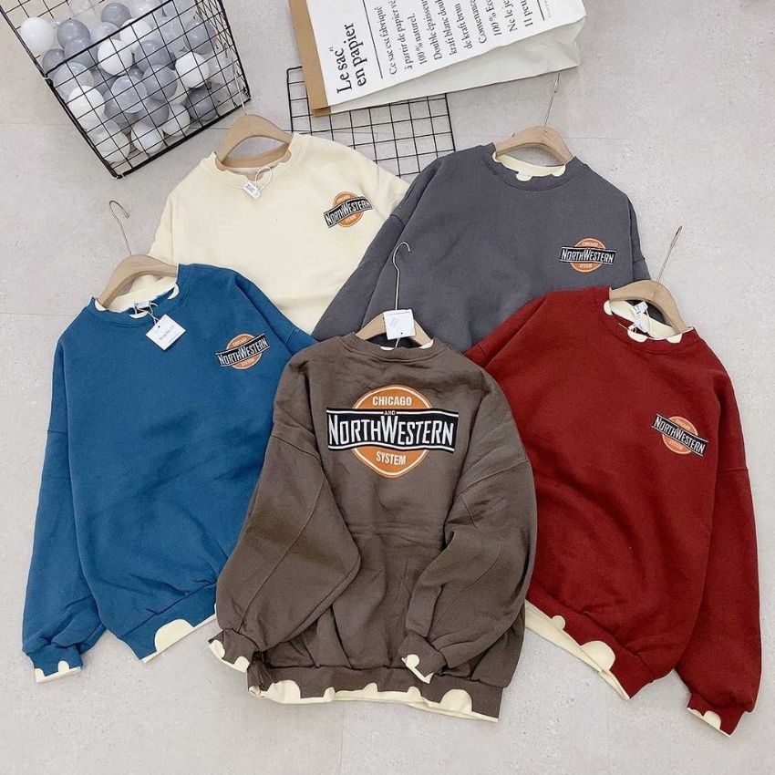 Áo hoodie form rộng NorthWestern 10011, áo sweater dày nhiều màu Unisex nam nữ Ulzzang Fmstyle Saigon 21HU10P51403 | BigBuy360 - bigbuy360.vn