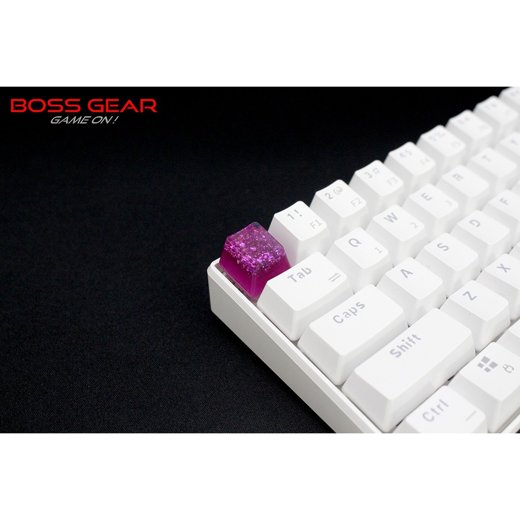 Keycap lẻ Artisan tinh thể tím hồng crystal chất liệu Resin Xuyên LED cực đẹp OEM profile