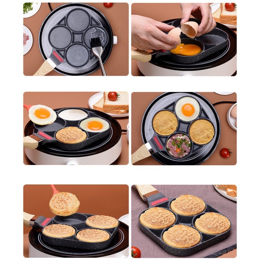 Chảo đá 4 ngăn cao cấp, chảo chống dính 4 ô tiện lợi, chảo chia ngăn mini