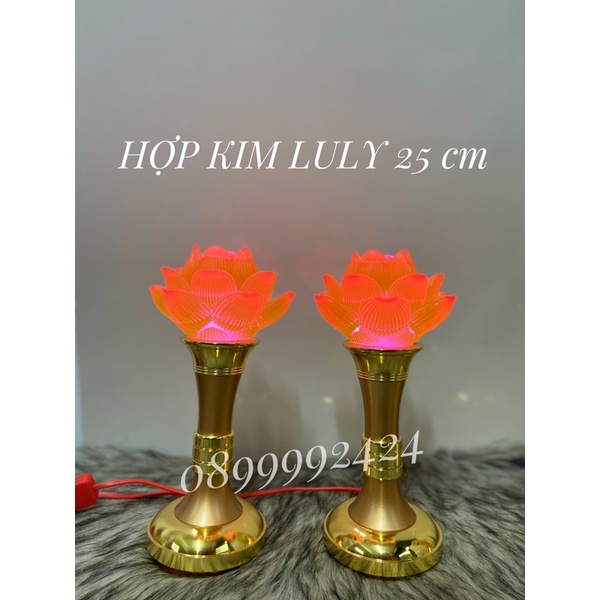ĐÈN THỜ CÚNG PHA LÊ CAO CẤP LƯU LY 25 CM (1 CẶP)