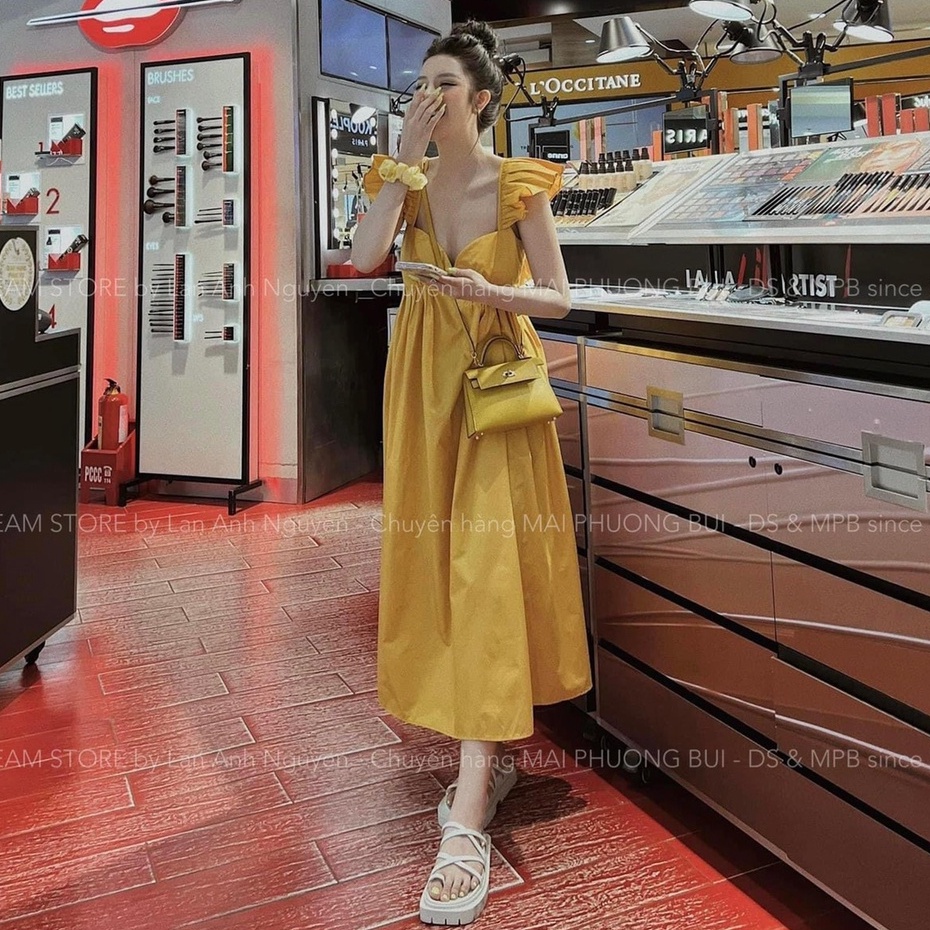 Đầm maxi cánh tiên cổ tim dáng xòe váy đi biển nữ dáng dài màu siêu trend TH510 | BigBuy360 - bigbuy360.vn