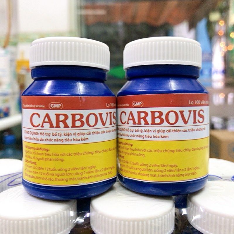Carbovis lọ 100viên. Than hoạt tính hỗ trợ đau bụng, tiêu chảy, đầy hơi, khó tiêu