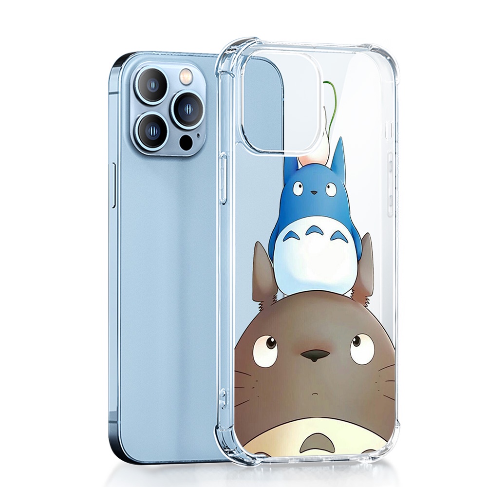 Ốp Điện Thoại Mềm Trong Suốt Chống Sốc In Hình Totoro Cho iPhone X XS Max XR 12 / 13 Mini 7 6 Plus SE 2020