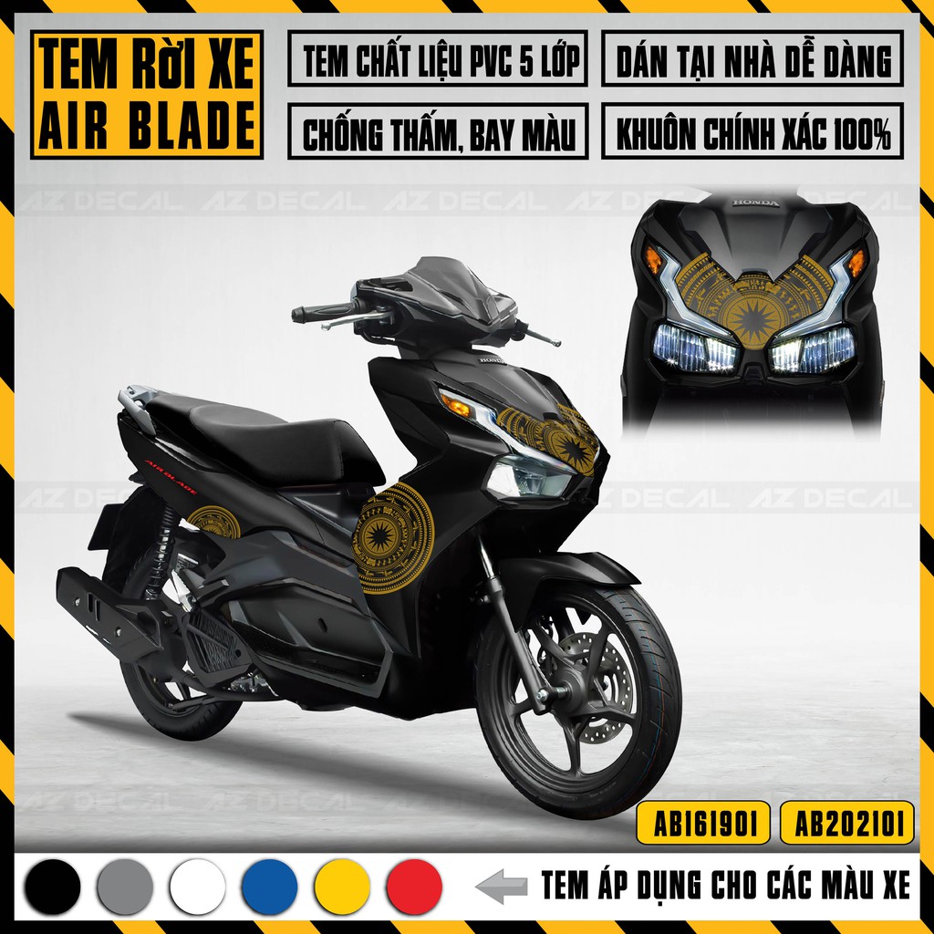 Tem Rời Xe Airblade Hoa Văn Trống Đồng Mới Nhất | AB01 | Tem Chế AB Chất Liệu PVC Cao Cấp Chống Nước, Chống Bay Màu