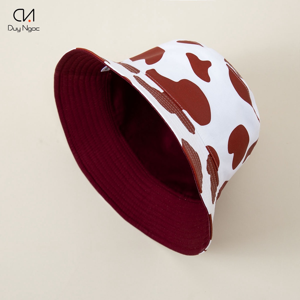 Nón Bucket In Bò Sữa DUY NGỌC Cao Cấp, chất liệu cotton in nhiệt chống nắng,  đội 2 mặt - UNISEX