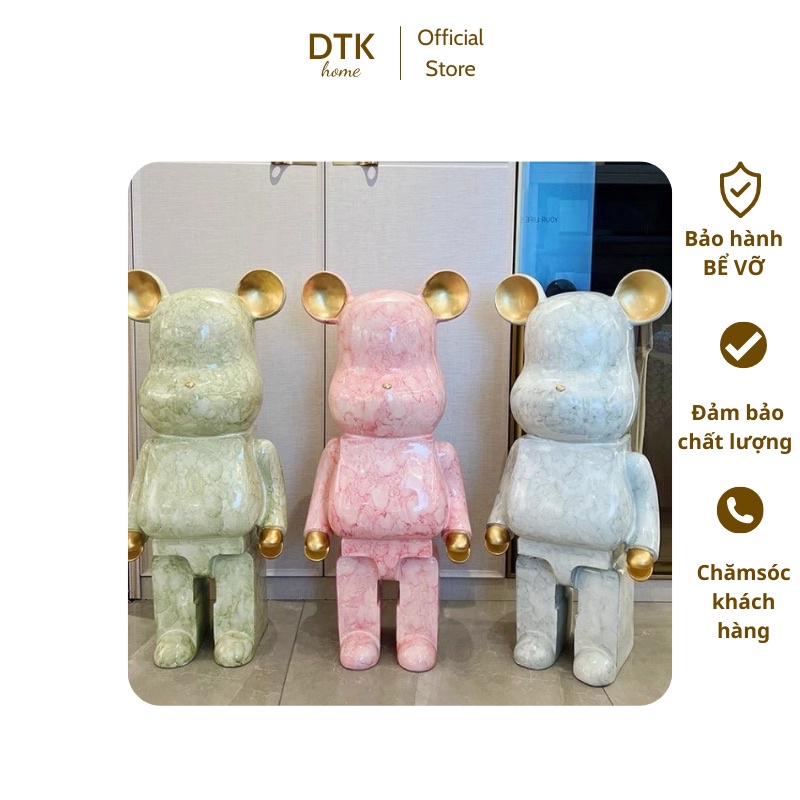 Tượng Bearbrick 1000% BE@RBRICK 50 cm loang màu tượng gấu trang trí đá màu
