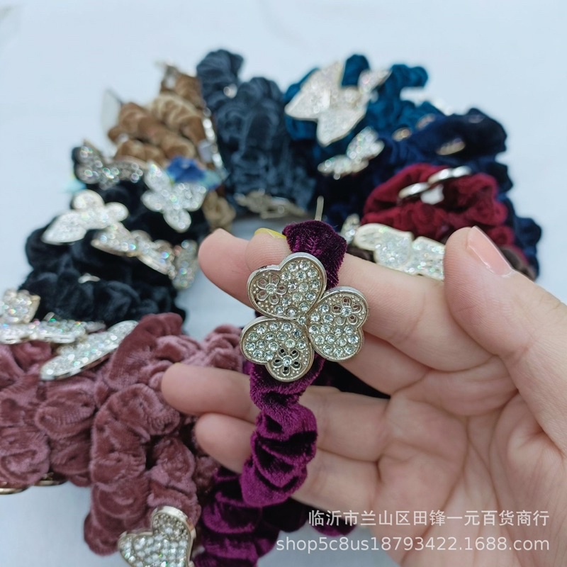 Dây buộc tóc vải nhung đính đá  nhiều hình cho nữ