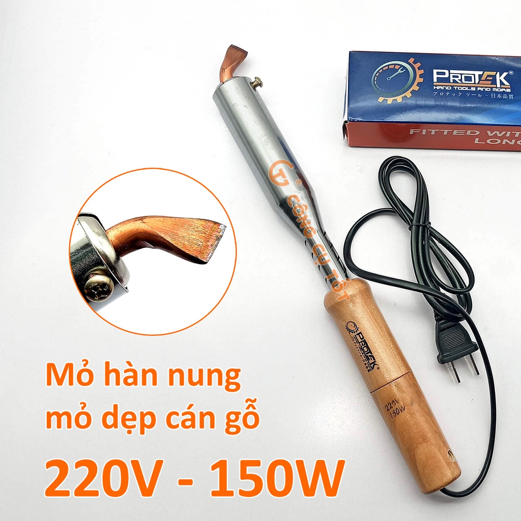 Mỏ hàn nung mỏ dẹp cán gỗ Protek 220V-150W