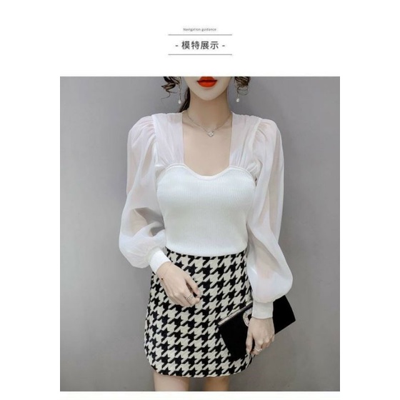 Áo tiểu thư tay voan cồ vuông bo tay