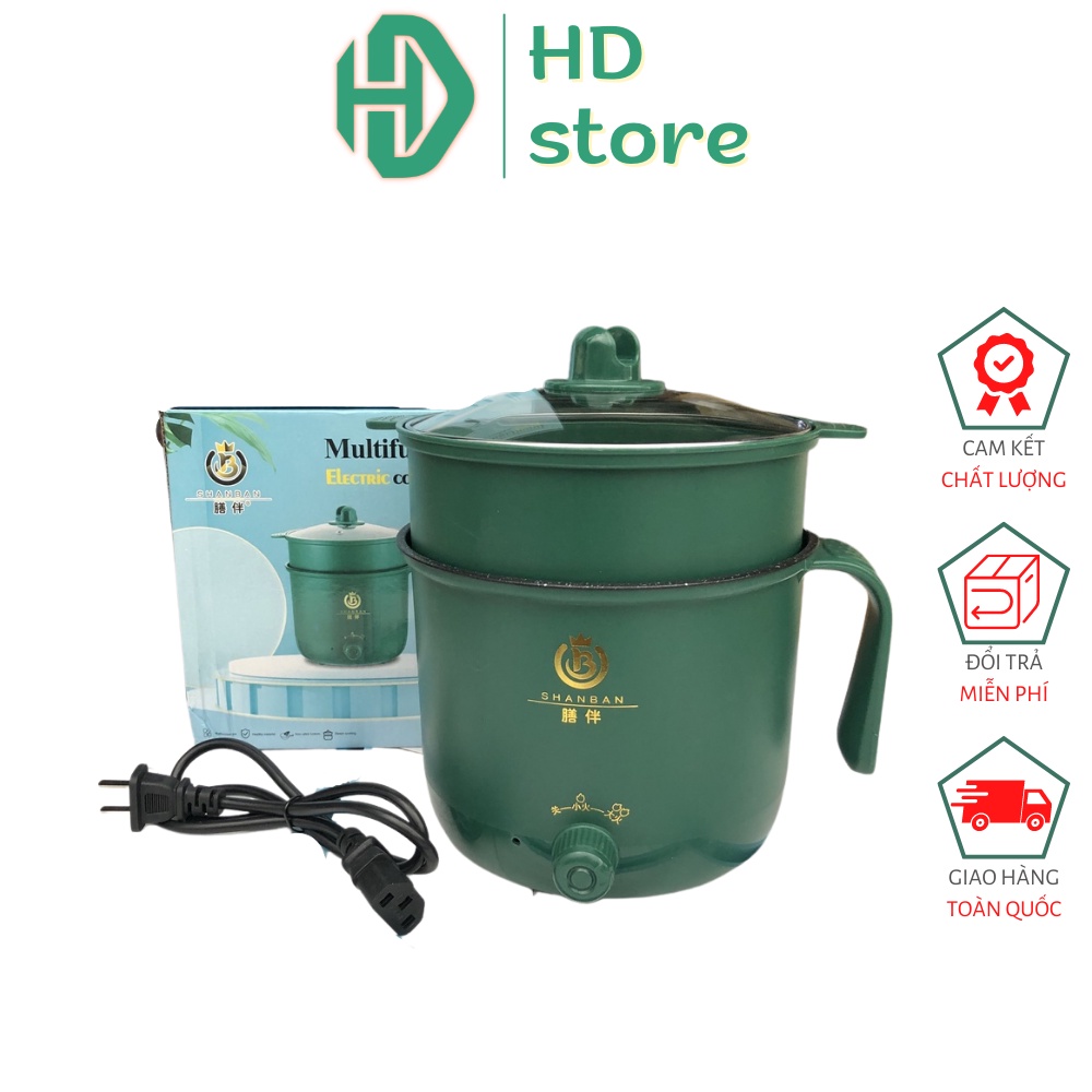 Nồi Lẩu Điện Mini Đa Năng Shanban Vân Đá Chống Dính 1.8L - Nồi 2 nấc nhiệt ⚡ BẢO HÀNH 12 THÁNG ⚡