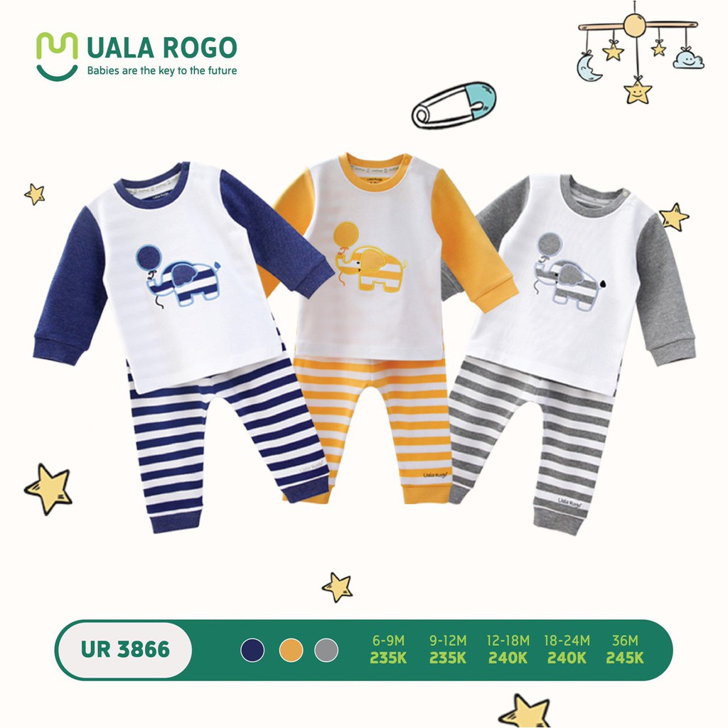 UR3866 Bộ quần áo trẻ em Uala rogo họa tiết chú voi