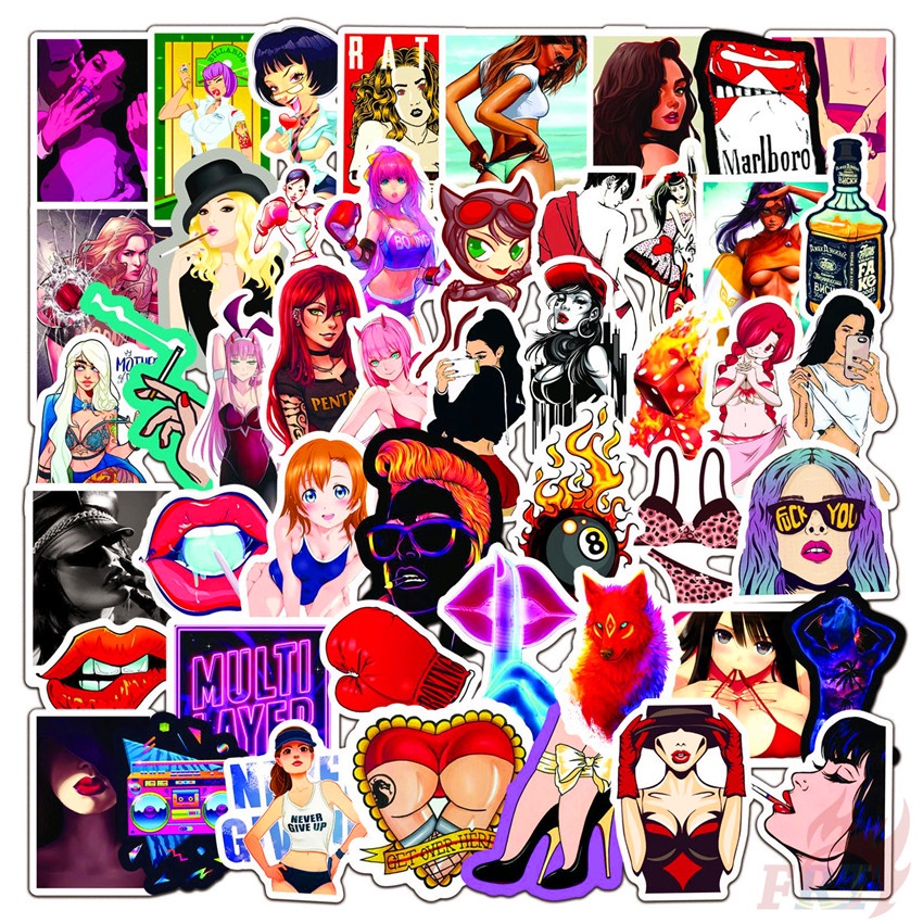 ❉ Sexy Cool Girl Series 01 Modern Beauty Lady Stickers ❉ 50Pcs/Set DIY Fashion Waterproof Mixed Luggage Laptop Skateboard Doodle Decals Stickers