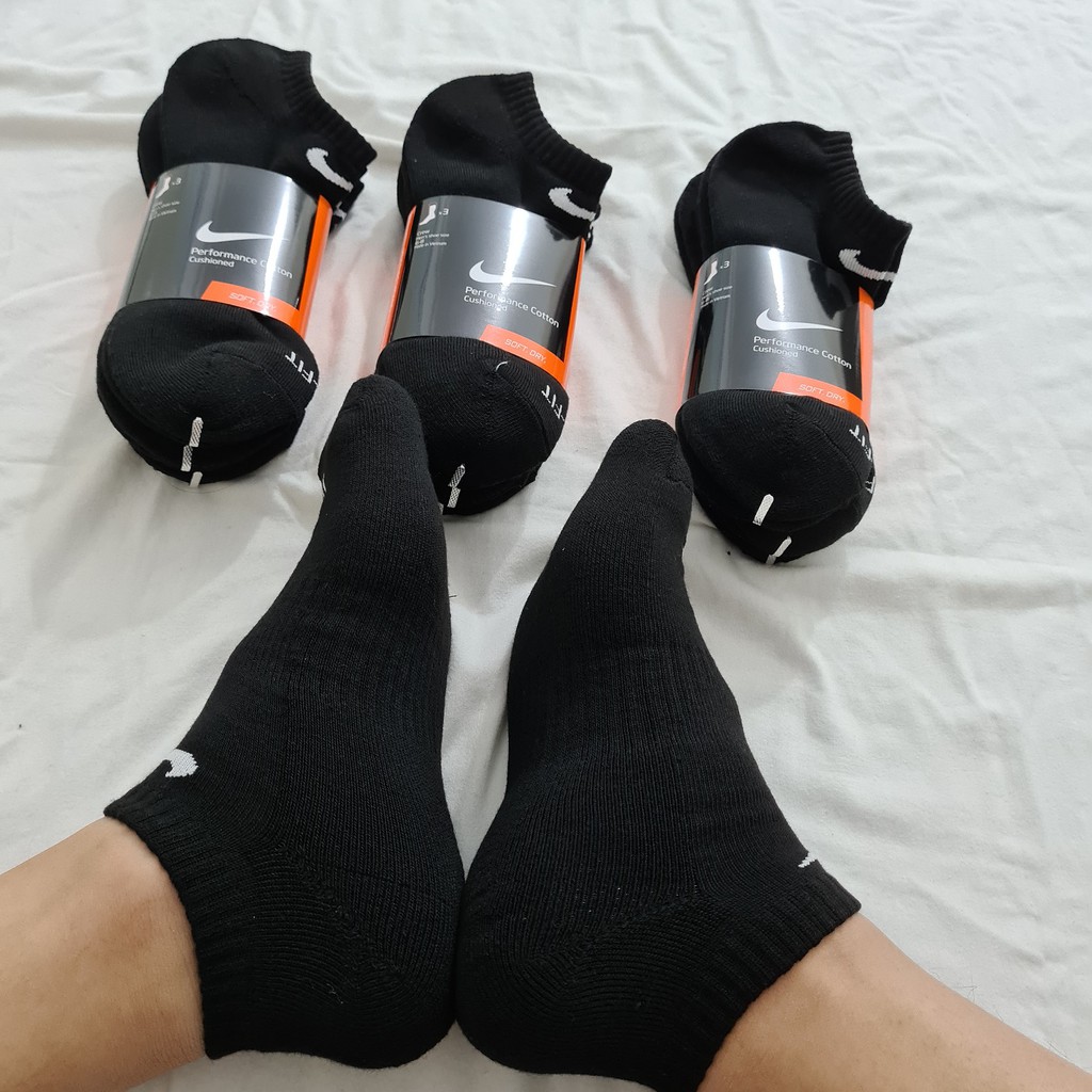 Pack 3 đôi tất thể thao nike cổ ngắn drifit đen - Free ship + Quà tặng Loved socks by TatsTats.vn