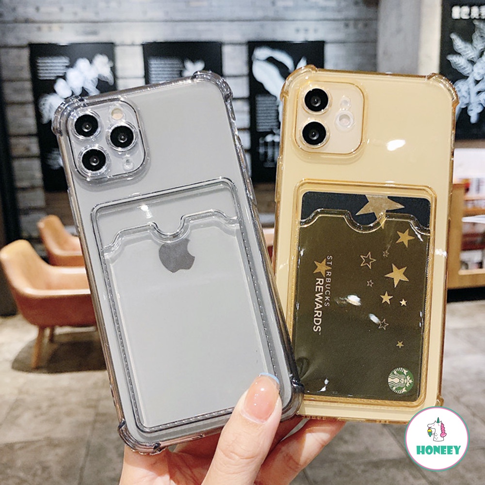 Ốp điện thoại TPU mềm màu trơn có ngăn đựng thẻ chống sốc cho iPhone 12 11 Pro Max X Xs Max 8 7 Plus Se | WebRaoVat - webraovat.net.vn