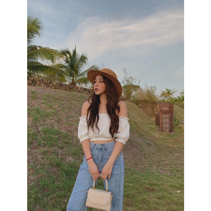 Áo thun tăm trễ vai croptop A-5749