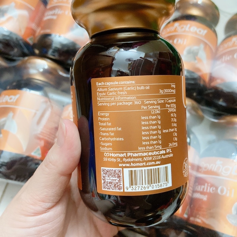 Tinh dầu tỏi Garlic Oil 3000mg Spring Leaf 365 viên của Úc