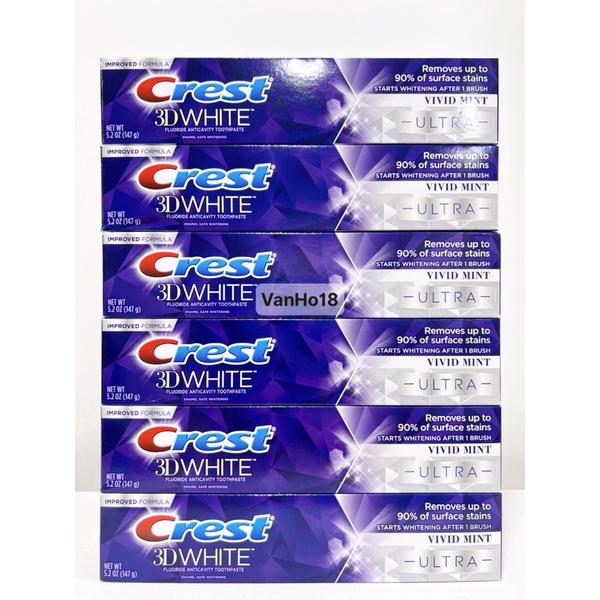 USA_Kem Đánh Răng Crest 3D White Ultra Vivid Mint 158g-147g