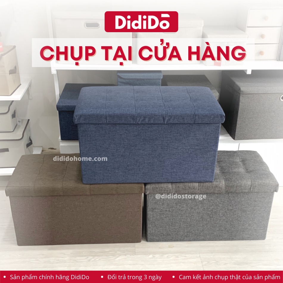 Combo thùng đựng đồ kiêm ghế ngồi DidiDo, ghế đôn khung gỗ nhân tạo có hộc chứa đồ bên trong