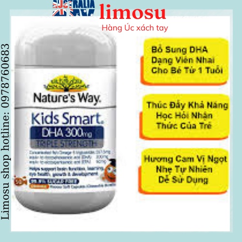 Kẹo bổ sung DHA cho bé Nature’s Way Kids Smart DHA 300mg 50 viên