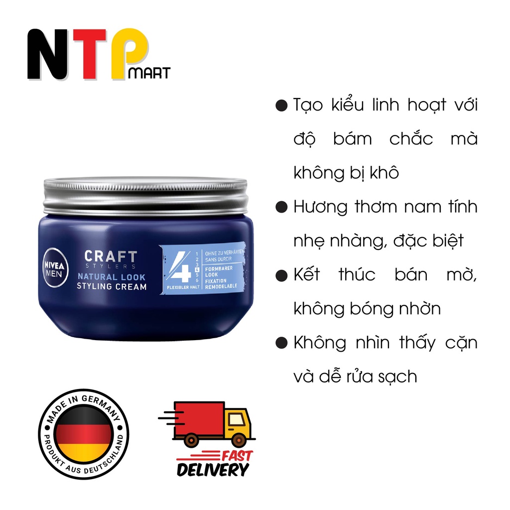 Gel tạo kiểu tóc Nivea Men Craft Stylers cho nam hộp 150ml nhập khẩu Đức