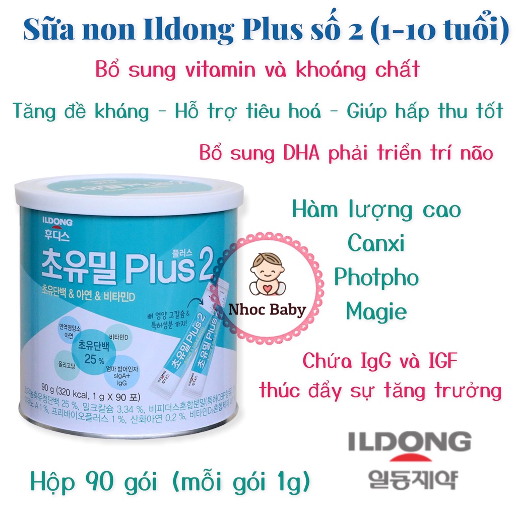 Sữa Non Men iLDong Plus số 1, 2 hộp 90g [Date 2024}