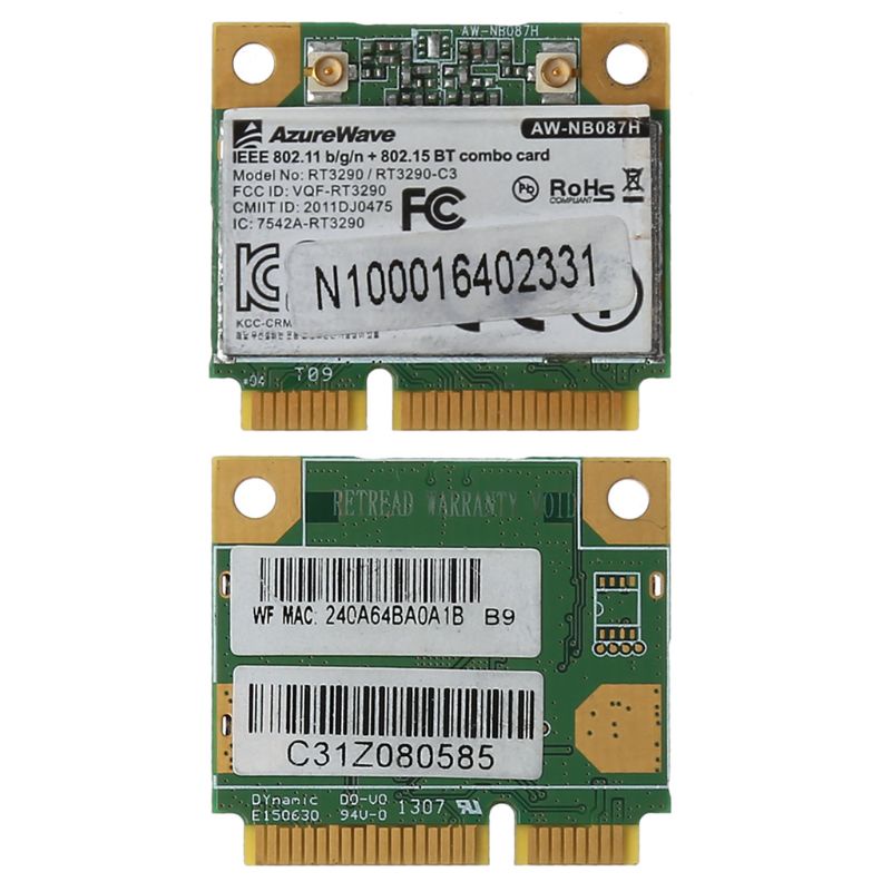 Card Mạng YXA AW-NB087H Ralink RT3290 BT3 0 HS MINI PCIe Iee 802 11 b g n 150Mbps