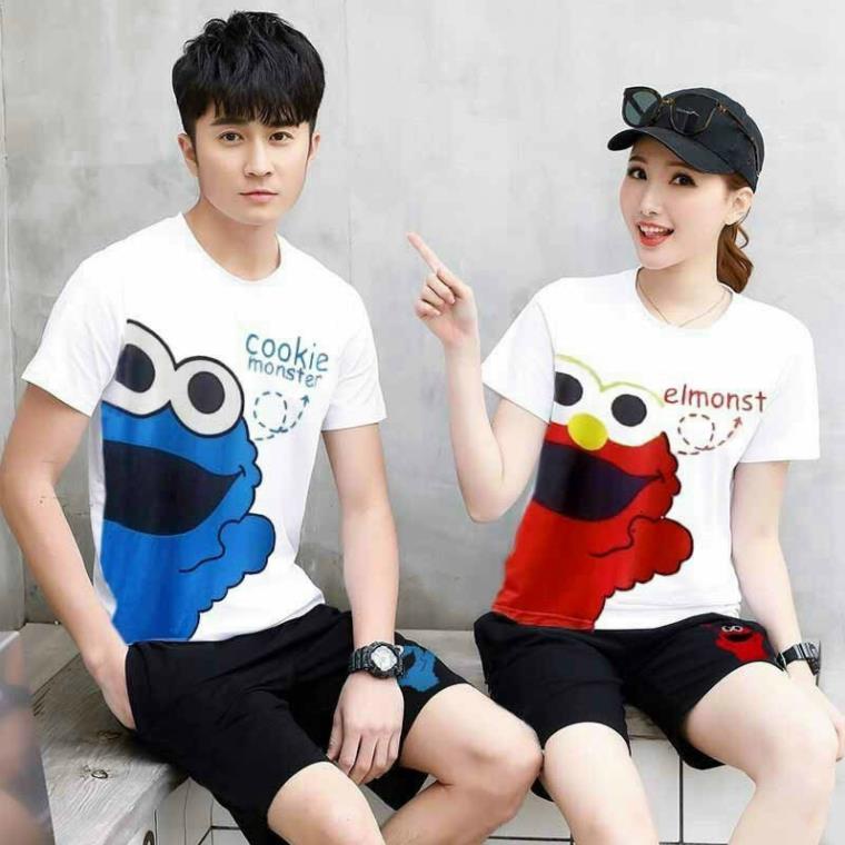 Set đồ bộ quần đùi áo ngắn tay in Hoạt Hình KAW Cartoon, set bộ thun mặc nhà nam nữ thun cotton co dãn