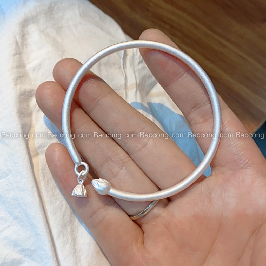 Lắc bạc nguyên chất nụ đài sen