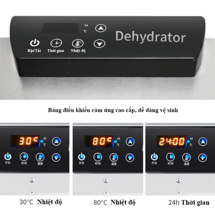 Máy sấy khô trái cây, hoa quả, thực phẩm tiện lợi 6 khay inox