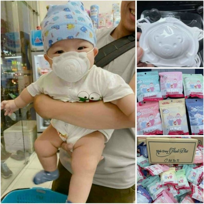 (Hàng xịn) Khẩu trang y tế bé Gấu cao cấp sét 3 cái cho bé 0-2 tuổi