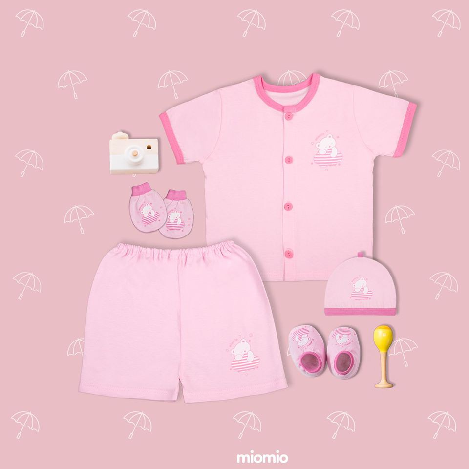 Quần, áo cộc tay Miomio cho bé cài giữa hình gấu mây chất liệu cotton - Monnie Kids