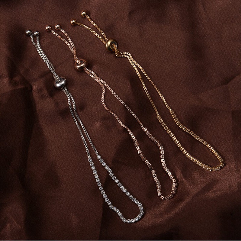 Adjustable bracelet with telescopic rhinestone chain Design sense bracelet ins cool style