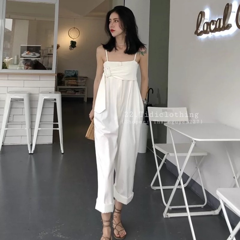 ( Order Taobao ) jump quần ống rộng dài hai dây ulzzang / váy quần yếm ống suông