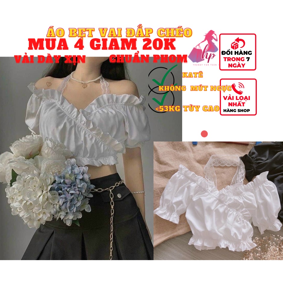 áo bẹt trễ vai nữ croptop đắp chéo dây cực xinh kiểu hàn quốc mẫu mới thời trang nữ - mã A126