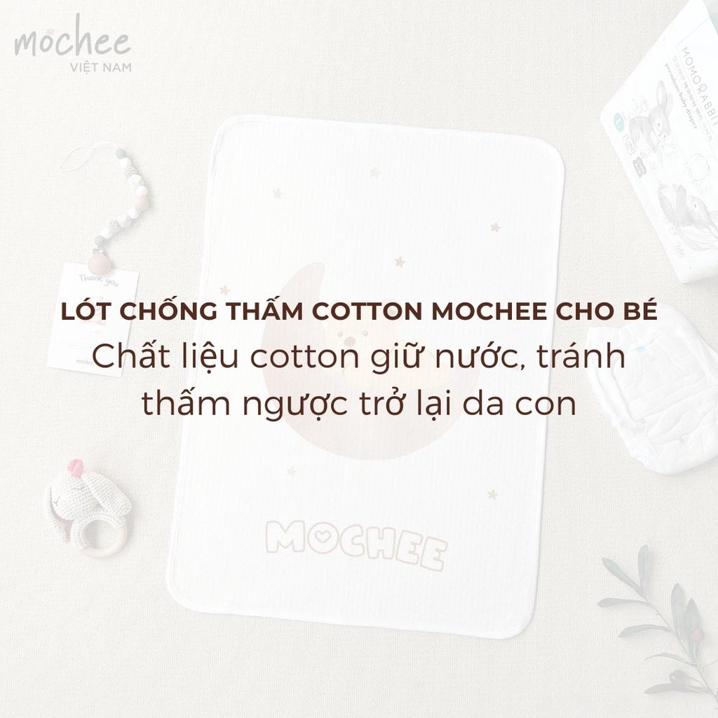 Miếng lót chống thấm cho bé Mochee thay tã bỉm 100% cotton 50x70cm - Monnie Kids