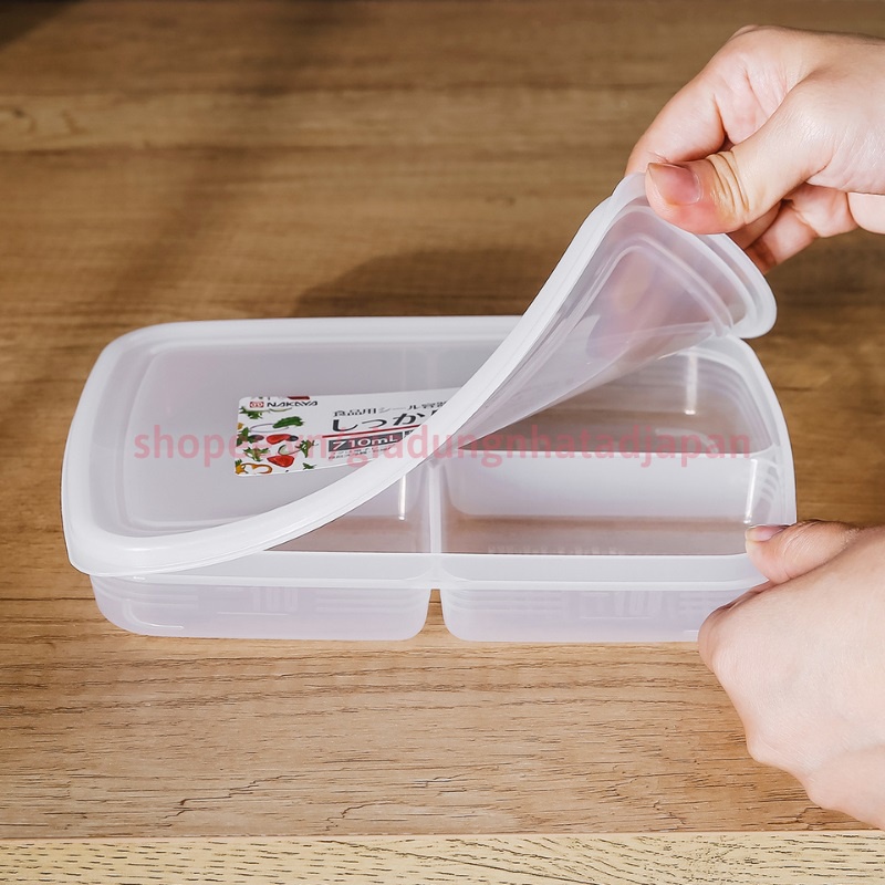 Hộp nhựa đựng thực phẩm tủ lạnh, lò vi sóng 4 ngăn 710ml Nakaya hàng nội địa Nhật Bản AD51