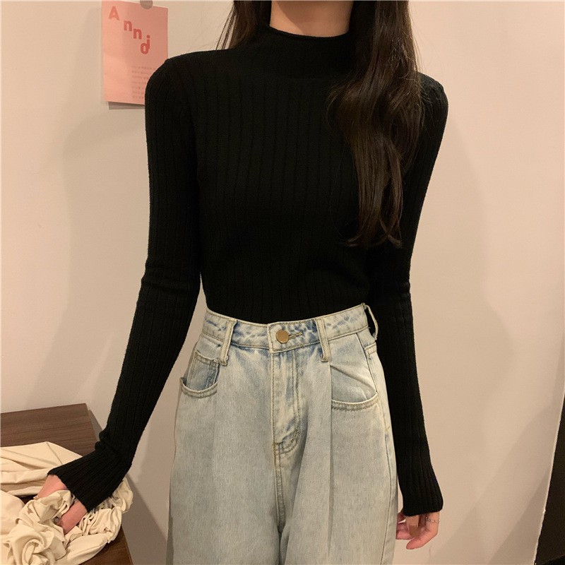 Áo Len Tăm Dài Tay SANMAY Áo Len Nữ Tay Dài cổ lọ kiểu Ulzzang Hàn Quốc Thiết kế Dáng Basic AO025 | BigBuy360 - bigbuy360.vn