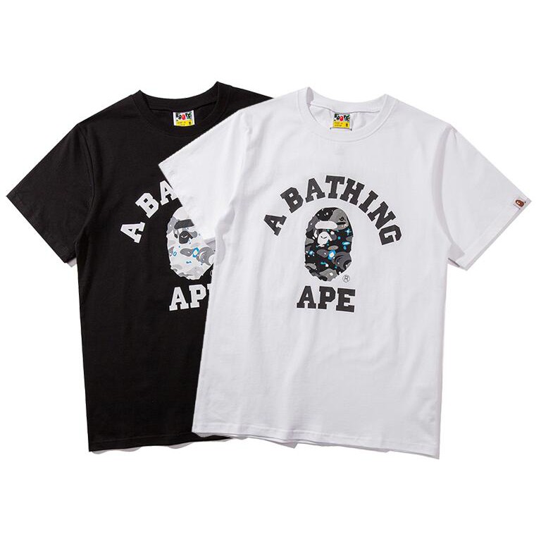 Áo Thun Chất Liệu Vải Cotton Tay Ngắn Có In Hoạ Tiết Bape