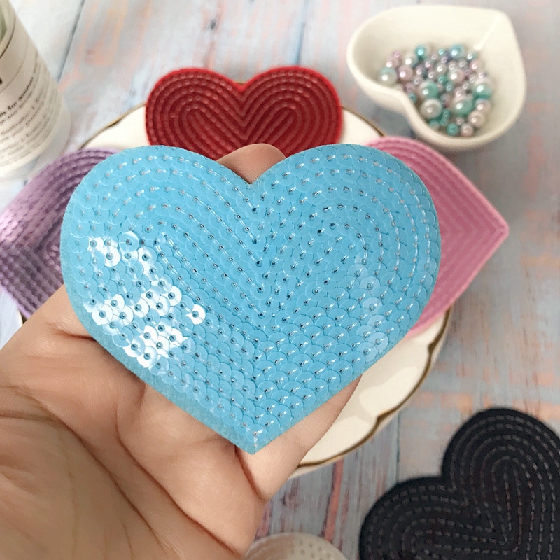 Miếng Vá Quần Áo Hình Trái Tim Đính Sequin Lấp Lánh