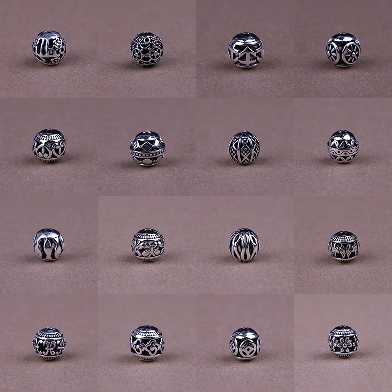 Set 20 Charm bạc Tạng làm handmade - Pháp khí Mật tông - Phật giáo Tây Tạng