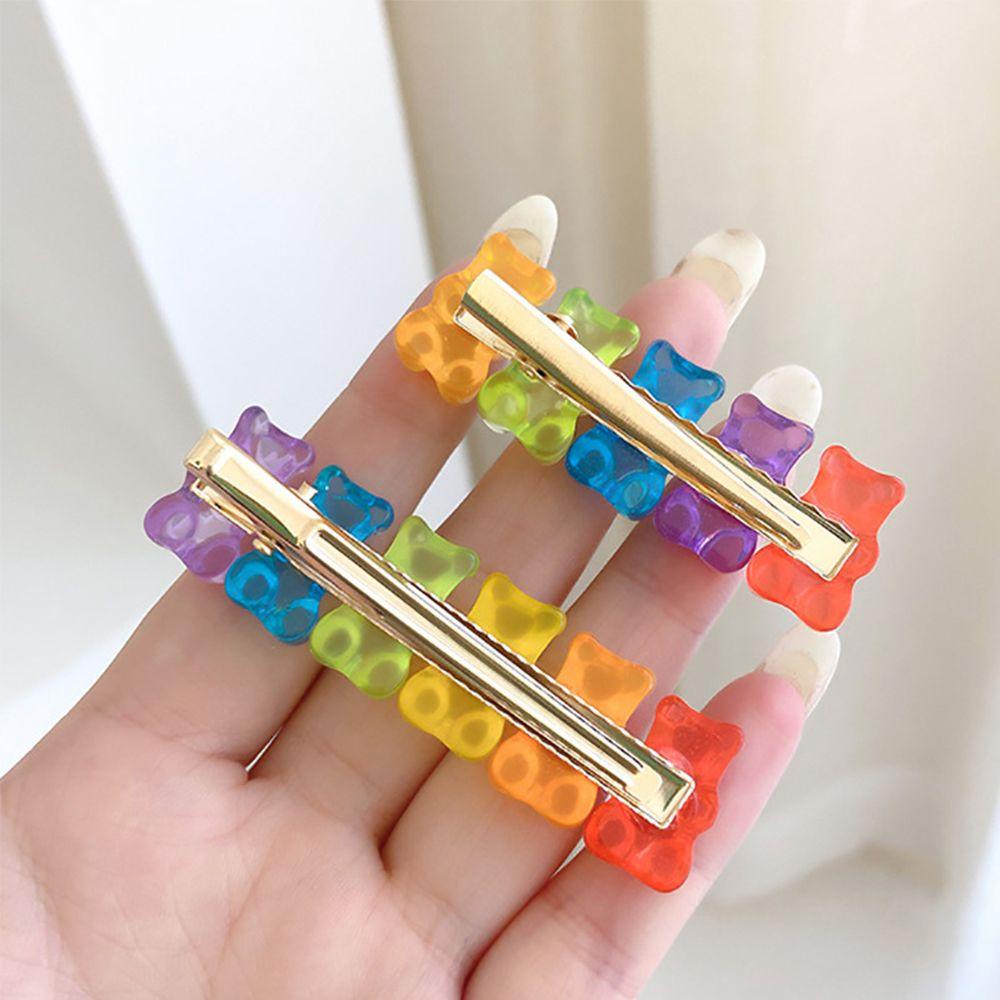 ♪Con đường♪ Kẹp Tóc Hình Gấu Màu Sắc Ngọt Ngào Dễ Thương Cho Nữ