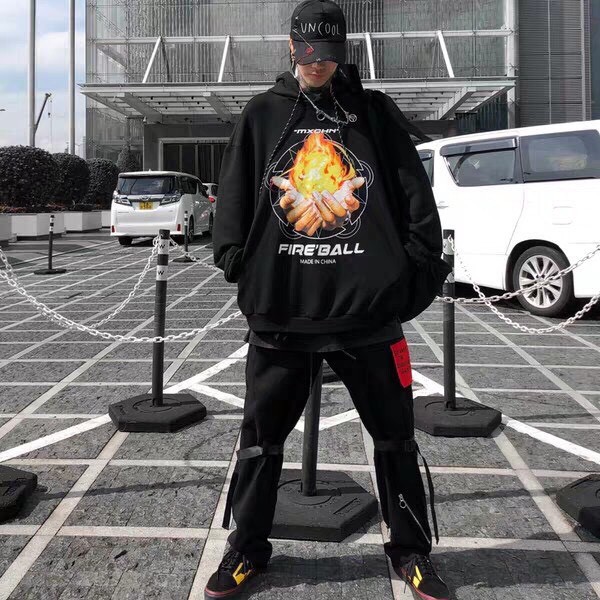 {FREESHIP} Áo hoodie FIRE BALL vải nỉ dày dặn, bao đẹp, bao chất form 70kg