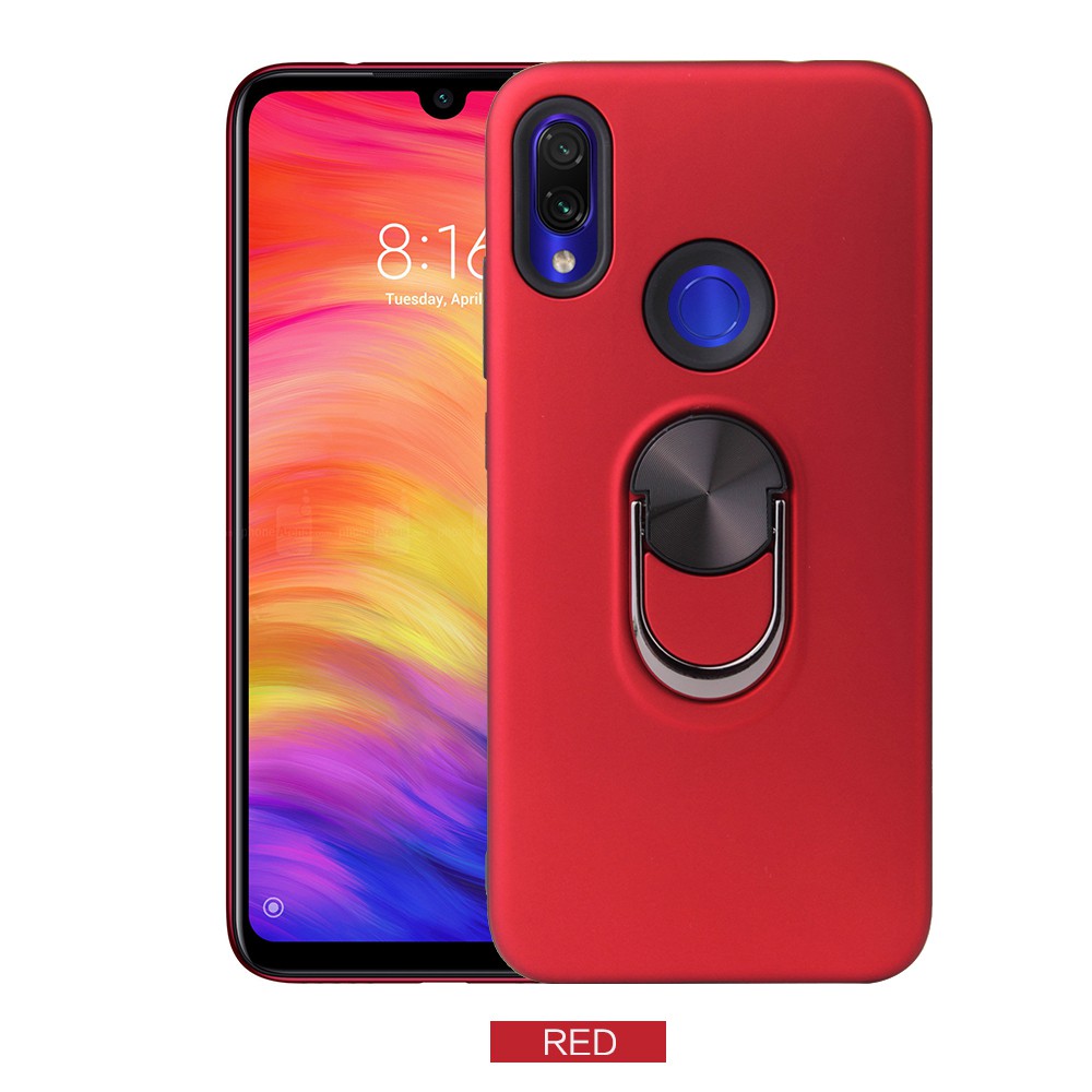 Ốp điện thoại nhựa cứng màu trơn có móc gắn xoay 360 độ dành cho Xiaomi Redmi Note 7 Note 7 Pro Redmi 7